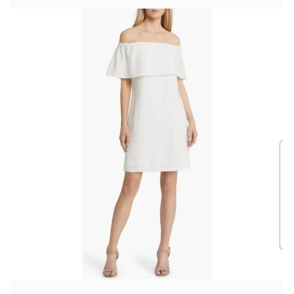 CHARLES HENRY Off the Shoulder Ruffle Dress in Ivory - Picture 1 of 10